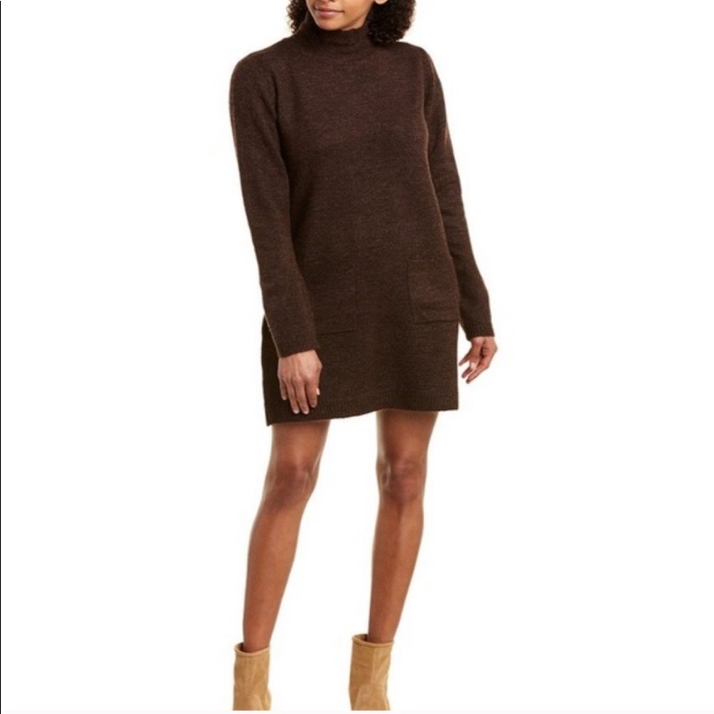 Max Studio Mock Neck Patch Pocket Sweater Dress
